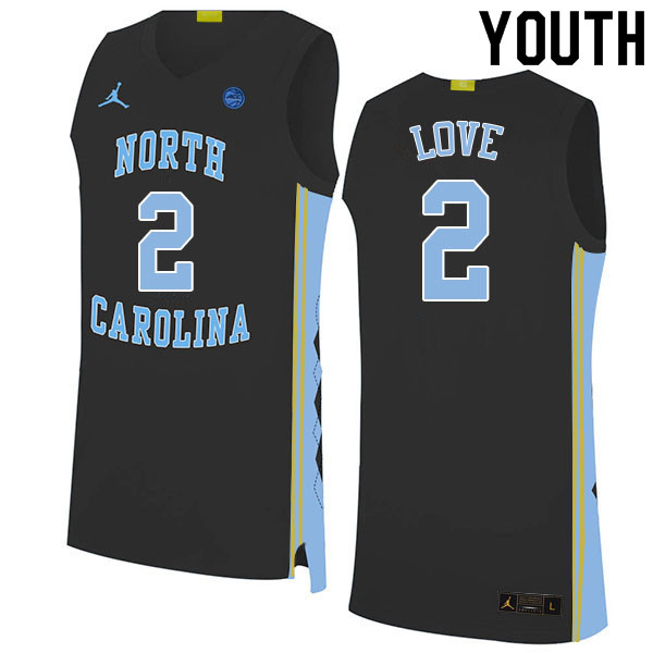 Youth #2 Caleb Love North Carolina Tar Heels College Basketball Jerseys Sale-Black - Click Image to Close